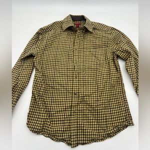 Merona Yellow Green Plaid Classic Fit Shirt